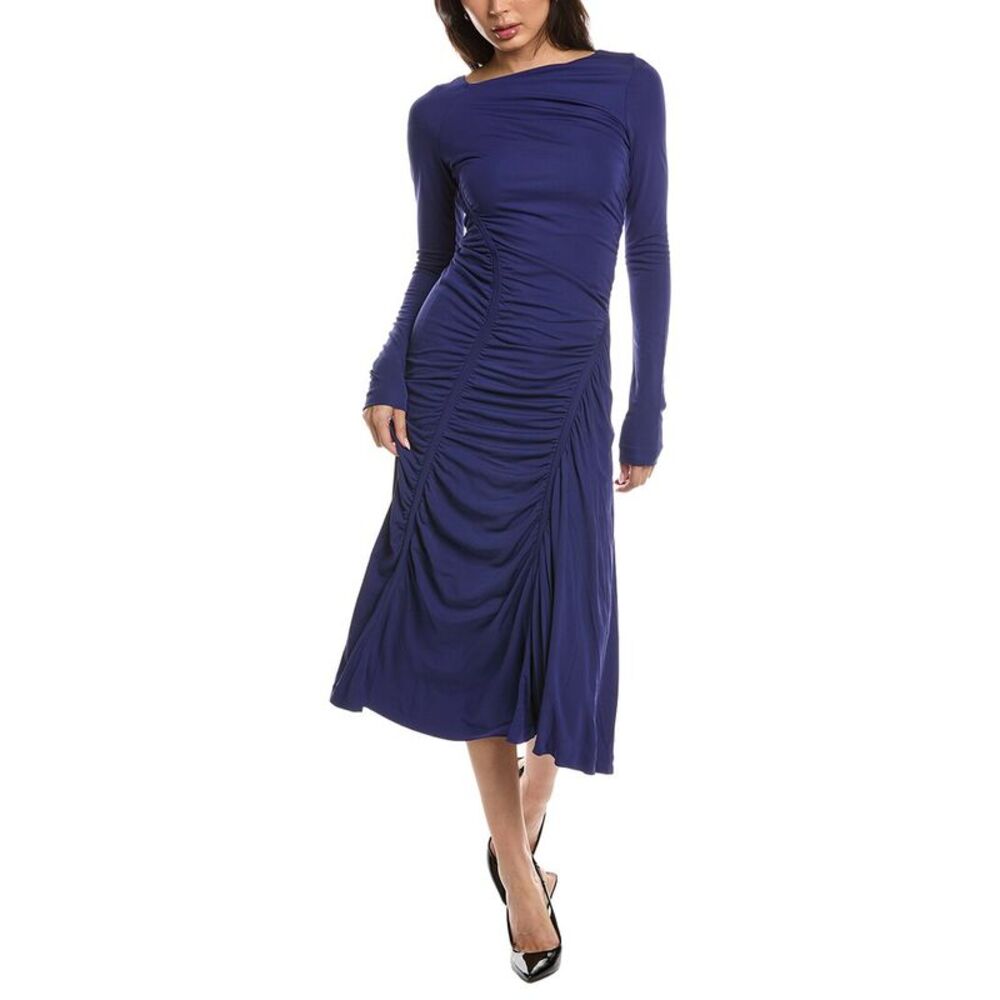 Hugo Boss Womens Boss  Ecamo Ruched Midi Dress, Blue
